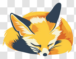 Fennec Fox - Sleeping Fox Illustration In Adorable Style Transparent PNG
