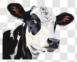 Cow - Black And White Cow Illustration Transparent PNG