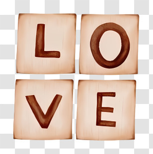 Wooden Block - Love Letters On Square Tiles Transparent PNG