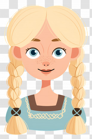 Blonde Girl With Braids - Blonde Girl With Braids In Blue Dress Transparent PNG