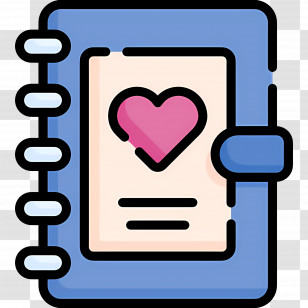 Notebook - Cute Diary With Heart Illustration Transparent PNG