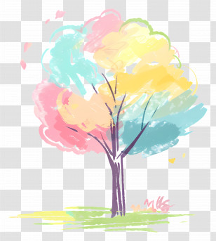 Tree - Colorful Watercolor Tree Art Transparent PNG