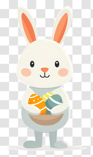 Easter Bunny Holding Easter Eggs - Easter Bunny With Colorful Eggs Transparent PNG