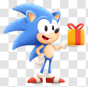 Sonic The Hedgehog Holding Gift - Blue Hedgehog Holding A Gift Transparent PNG
