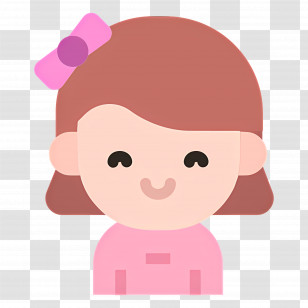 Baby Girl - Cartoon Girl With Pink Bow And Dress Transparent PNG