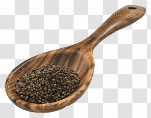 Cumin Seeds In Spoon - Wooden Spoon With Peppercorns For Cooking Transparent PNG