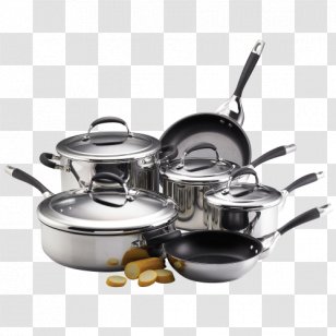 Frying Pan Circulon Cookware Non-stick Surface Olla - Stock Pot - Steel Transparent PNG