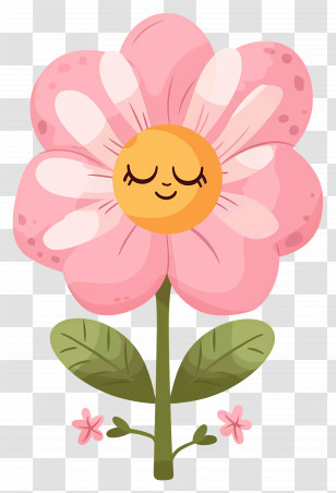 Flower Emoji - Smiling Pink Flower Cartoon Illustration Transparent PNG