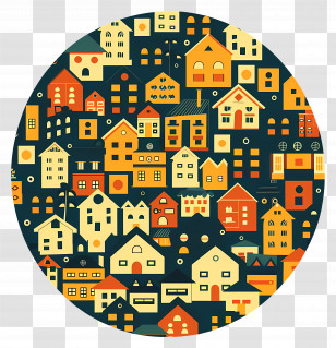 Circle - Colorful Houses Pattern Transparent PNG
