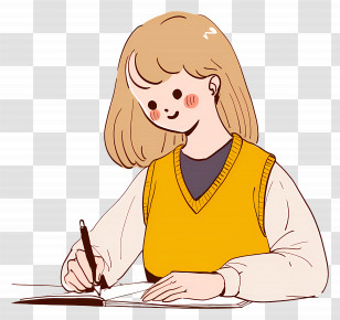 Student Writing - Girl Engaged In Writing Transparent PNG