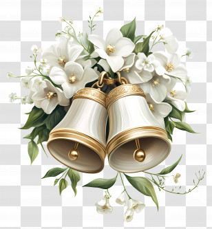 Wedding Bells - Wedding Bells With Flowers Transparent PNG