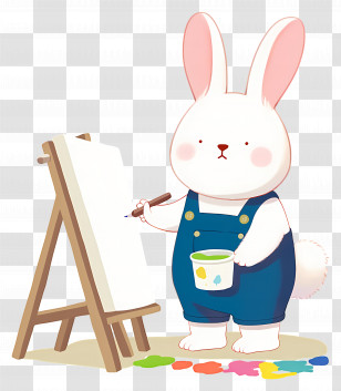 Rabbit Painting - Bunny Painter Cartoon Transparent PNG