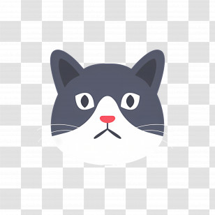 Cat Emoji - Serious Gray Cat Cartoon Transparent PNG