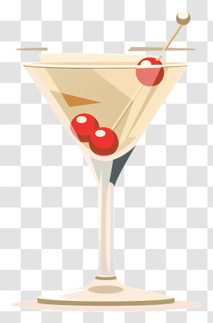 Martini Cocktail - Cocktail Glass With Cherries Garnish Transparent PNG