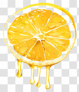 Lemon Slice - Lemon Slice With Dripping Juice Illustration Transparent PNG