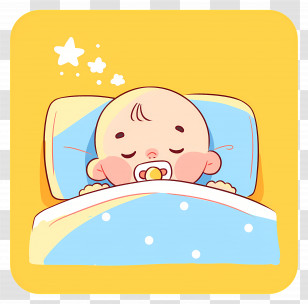 Baby Sleep Day - Sleeping Baby In Yellow Background Transparent PNG