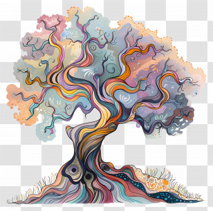 Tree - Colorful Artistic Tree Illustration Transparent PNG
