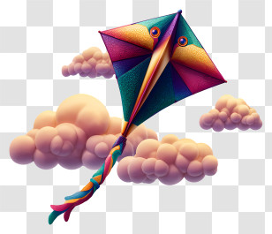 Kite In Sky - Colorful Kite In The Sky Transparent PNG