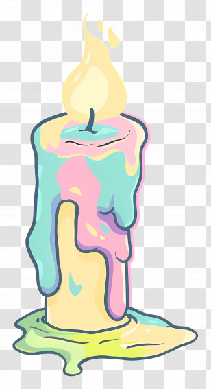 Candle - Colorful Dripping Candle With A Soft Glow Transparent PNG