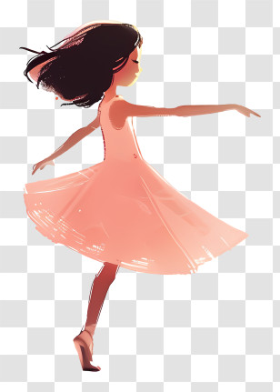 Little Girl Dancing Ballet - Graceful Ballet Dancer In Pink Dress Illustration Transparent PNG