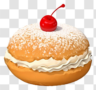 Doughnut - Donut With Cherry Topping And Cream Filling Transparent PNG