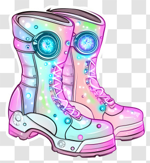 Tech Fairy Shoes - Futuristic Neon Boots With Sci-fi Design Transparent PNG