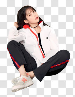 Kpop - Casual Woman In Sportswear Sitting Transparent PNG