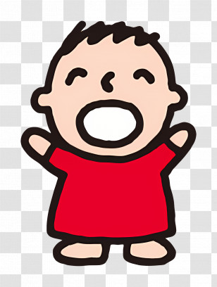 Minna No Tabo - Happy Cartoon Child With Red Shirt Transparent PNG