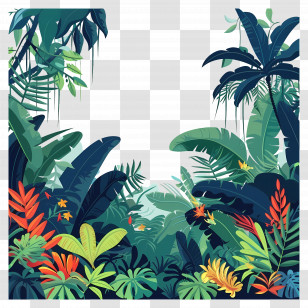 Forest Jungle - Vibrant Tropical Jungle Illustration Transparent PNG