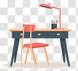 Desk - Minimalist Study Desk And Chair Setup Transparent PNG