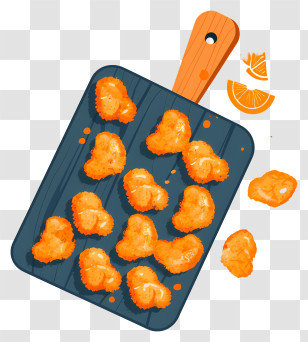 Chicken Nuggets - Crispy Chicken Nuggets On Wooden Cutting Board Transparent PNG