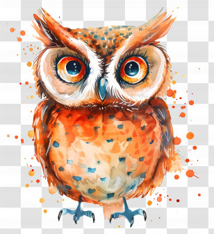Watercolor Owl - Watercolor Owl Painting With Vibrant Colors Transparent PNG