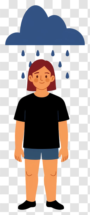 Woman With Depression - Casual Person Under Rain Cloud Transparent PNG
