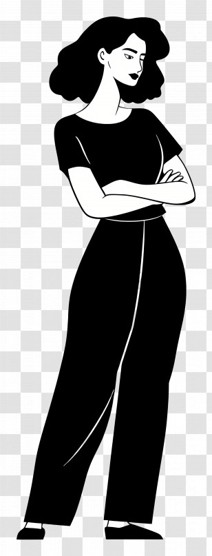 Woman - Stylized Female Silhouette In Black And White Transparent PNG