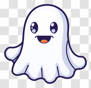 Kawaii Ghost - Happy Ghost Cartoon For Halloween Transparent PNG