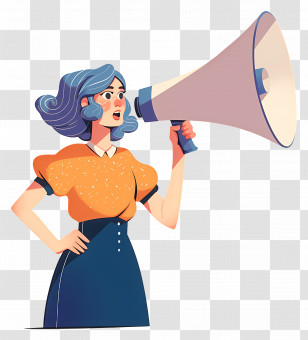 Promoting Girl - Woman Shouting With Megaphone Transparent PNG