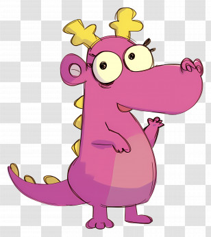 Cartoon Dragon - Cute Pink Cartoon Dinosaur Character Transparent PNG