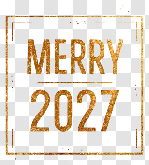 Merry 2027 - Gold Glitter 'MERRY 2027' Sign Transparent PNG
