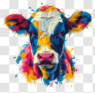 Cow Portrait - Colorful Cow Head Illustration Transparent PNG