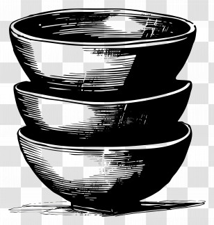 Bowls - Artistic Illustration Of Stacked Bowls Transparent PNG