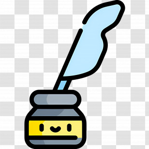 Feather Ink - Ink Bottle With Blue Quill Transparent PNG
