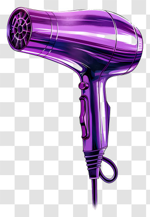 Hair Dryer - Purple Hairdryer Illustration With Glossy Design Transparent PNG