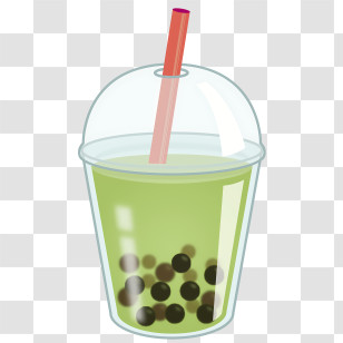 Bubble Tea - Green Bubble Tea With Straw Illustration Transparent PNG