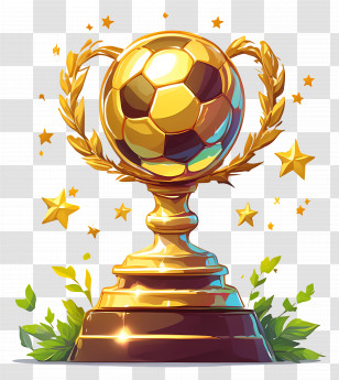 Golden Soccer Trophy - Golden Football Trophy With Stars Transparent PNG