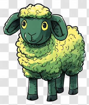 Cartoon Sheep - Green Cartoon Sheep Illustration Transparent PNG