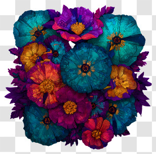 Abstract Flowers - Colorful Flowers In Bloom Transparent PNG