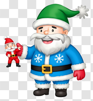 Christmas Santa Claus - Santa In Blue Suit Holding Toy Transparent PNG