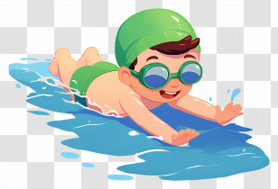 Swimming Boy - Cartoon Boy Swimming In A Pool Transparent PNG