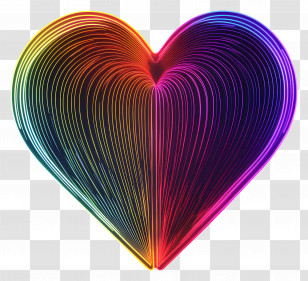 Neon Heart - Radiant Rainbow Heart In Luminous Neon Design Transparent PNG