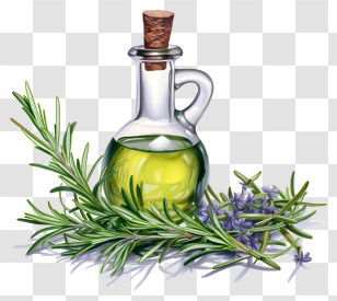 Oil - Glass Bottle Of Oil With Rosemary Transparent PNG